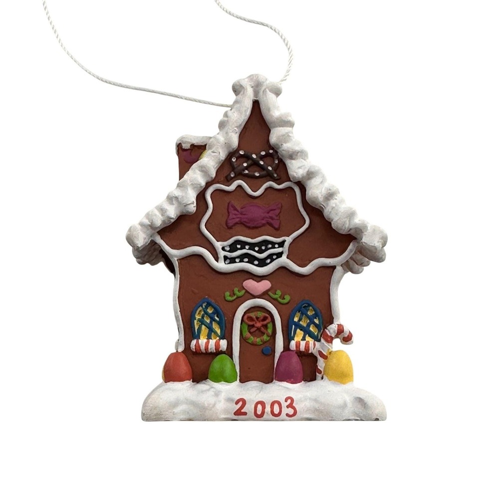 Gingerbread House Christmas Ornament 2003 Holiday Decor With Candy Design 3"
